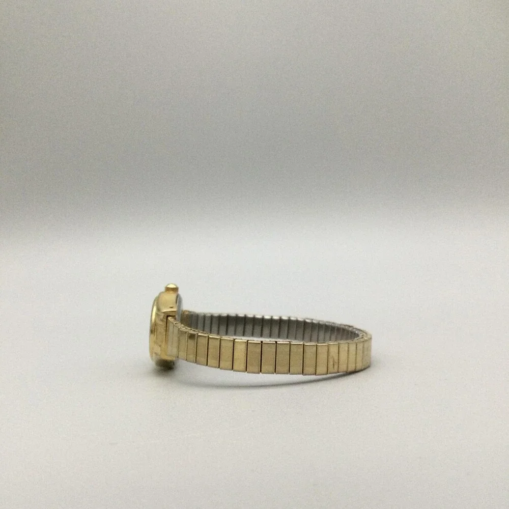 Watch-It Womens Watch 19mm White Dial Gold Tone Stretch Band New Battery